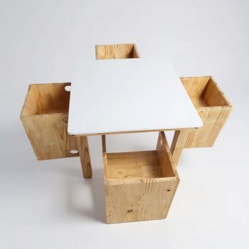 mesa infantil 70x70 pinus brancp